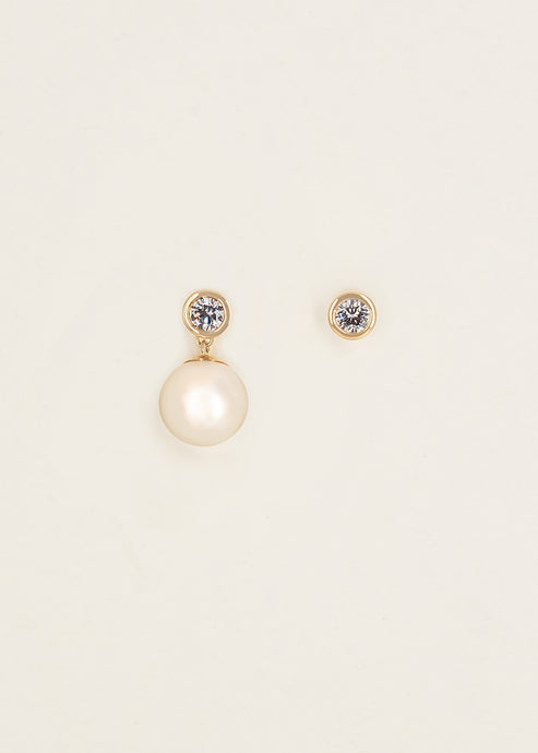 Mismatched Pearl and Diamond Studs for Maria