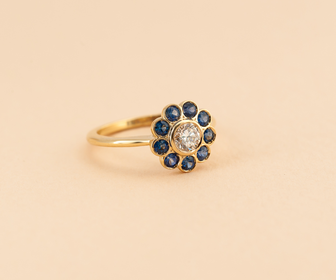 Alyssa's Sapphire Flower Ring